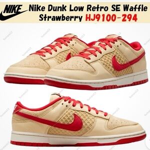 Nike Dunk Low Retro SE Waffle Strawberry Red Beige Sneakers